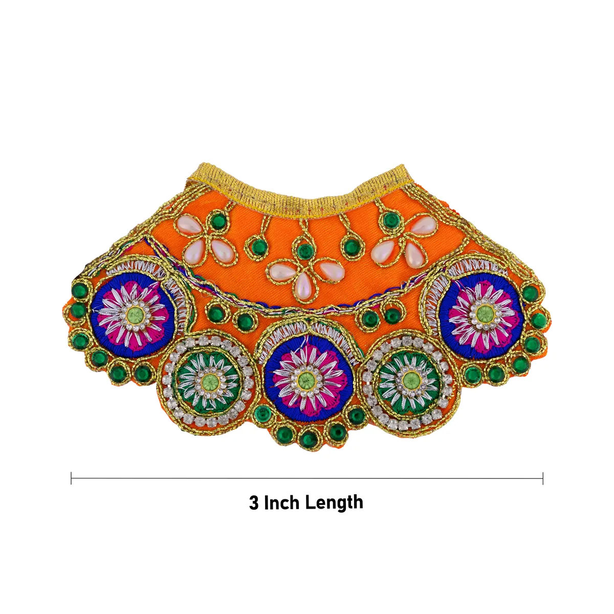 Devi Dress - 3 Inches | Mata Rani Poshak/ Lehenga Patka/ Decorative Amman Pavadai For Deity - Image 3