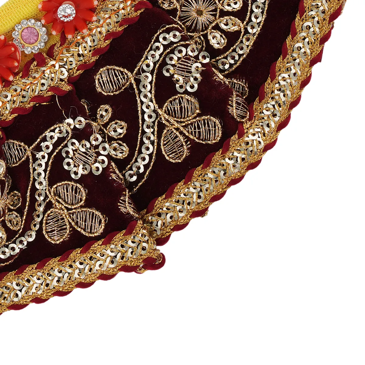 Devi Dress - 4.5 Inches | Mata Dress/ Lehenga Patka/ Fancy Work Devi Vastra For Deity/ Assorted Colour - Image 2