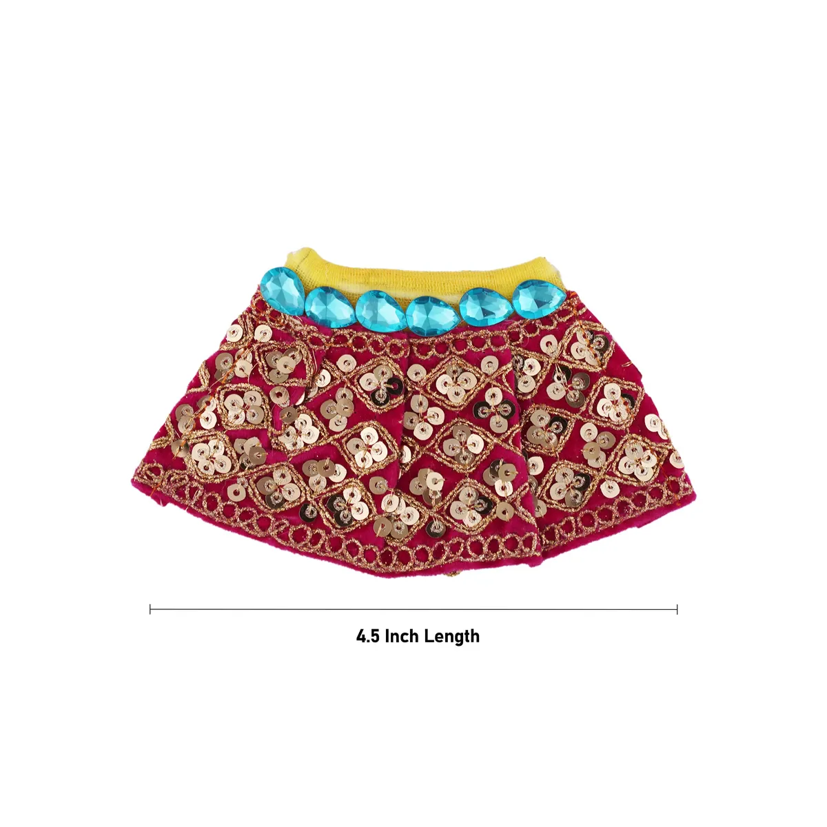 Devi Dress - 4.5 Inches | Mata Dress/ Lehenga Patka/ Fancy Work Devi Vastra For Deity/ Assorted Colour - Image 8
