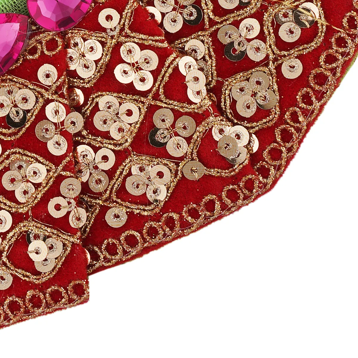 Devi Dress - 4.5 Inches | Mata Dress/ Lehenga Patka/ Fancy Work Devi Vastra For Deity/ Assorted Colour - Image 9