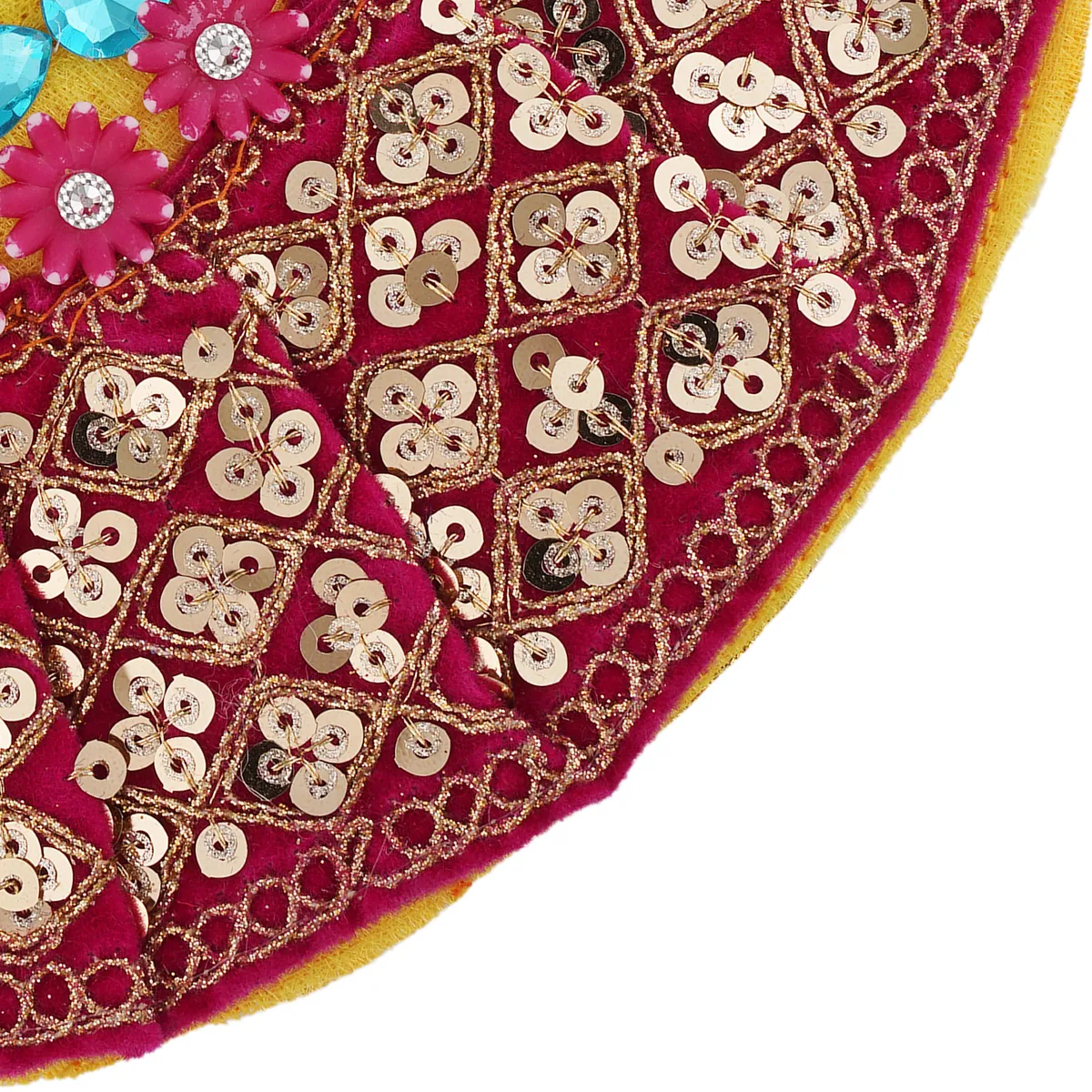 Devi Dress - 4.5 Inches | Mata Rani Poshak/ Lehenga Patka/ Stone & Embroidery Amman Pavadai For Deity - Image 9