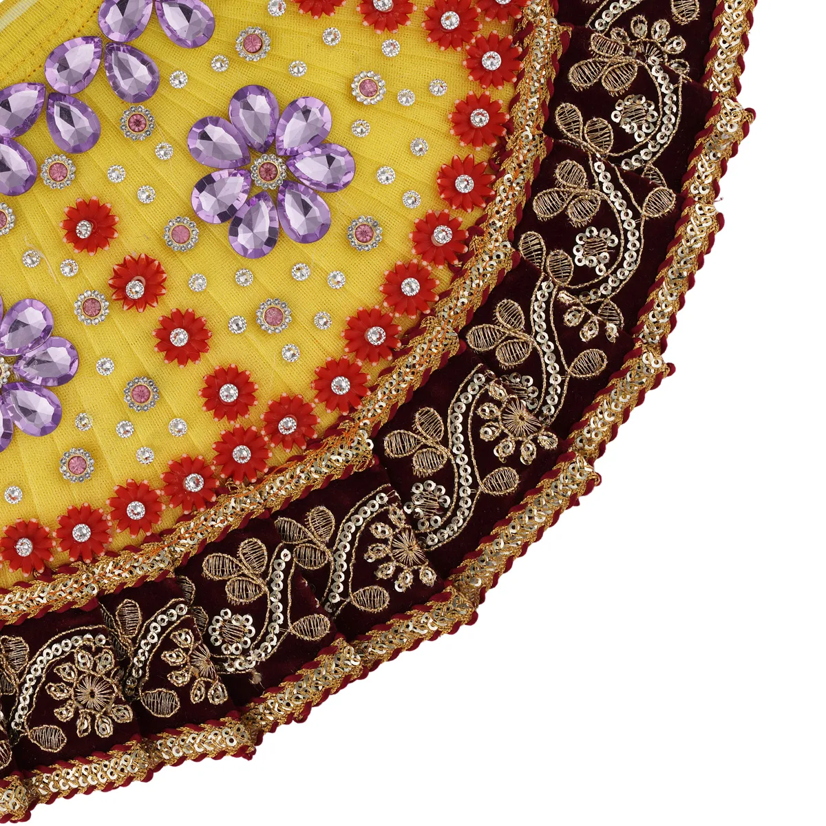 Devi Dress - 4 Inches | Mata Rani Poshak/ Lehenga Patka/ Fancy Amman Pavadai For Deity Decor/ Assorted Colour - Image 2