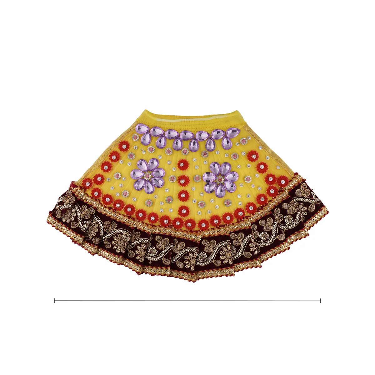 Devi Dress - 4 Inches | Mata Rani Poshak/ Lehenga Patka/ Fancy Amman Pavadai For Deity Decor/ Assorted Colour - Image 3