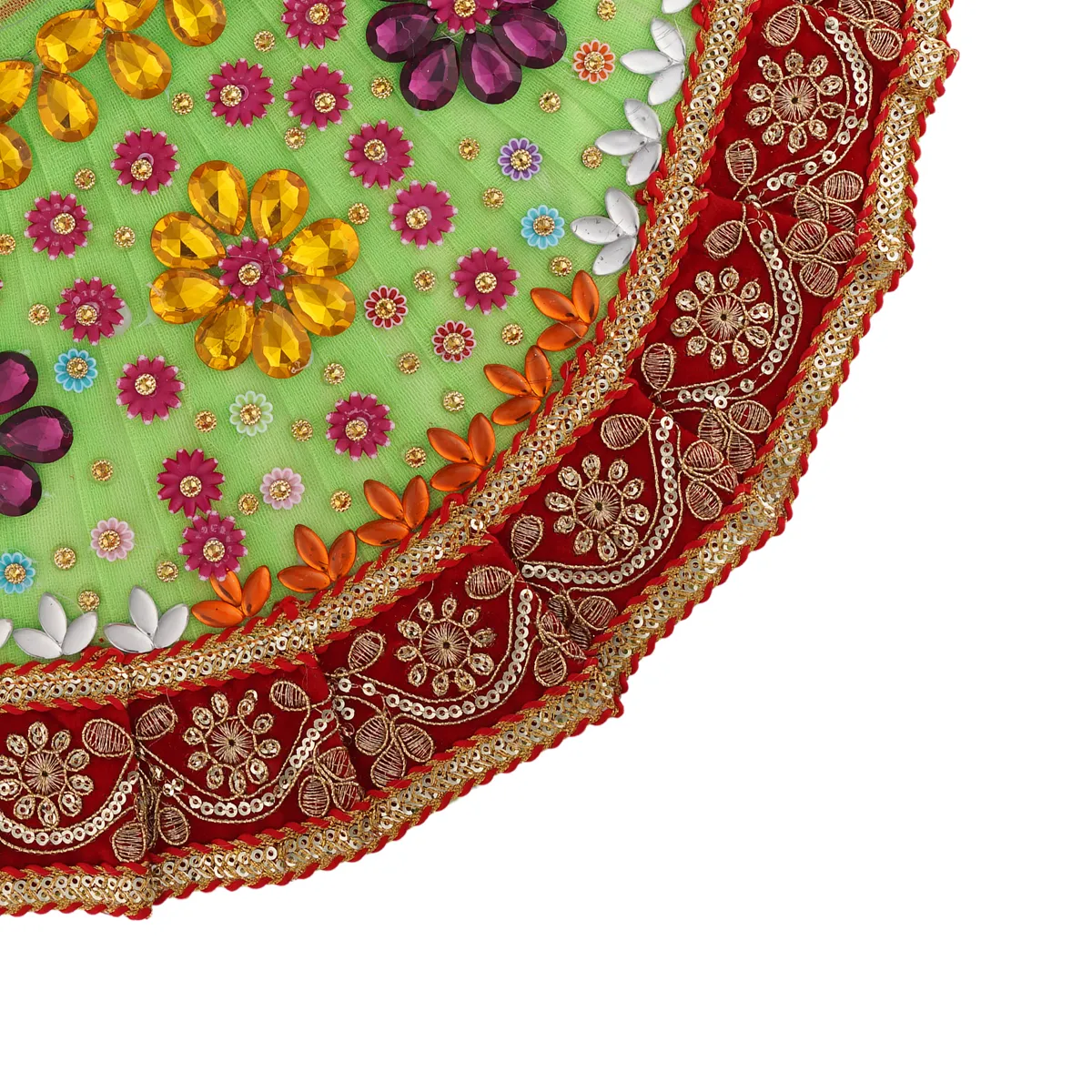 Devi Dress - 4 Inches | Mata Rani Poshak/ Lehenga Patka/ Fancy Amman Pavadai For Deity Decor/ Assorted Colour - Image 7