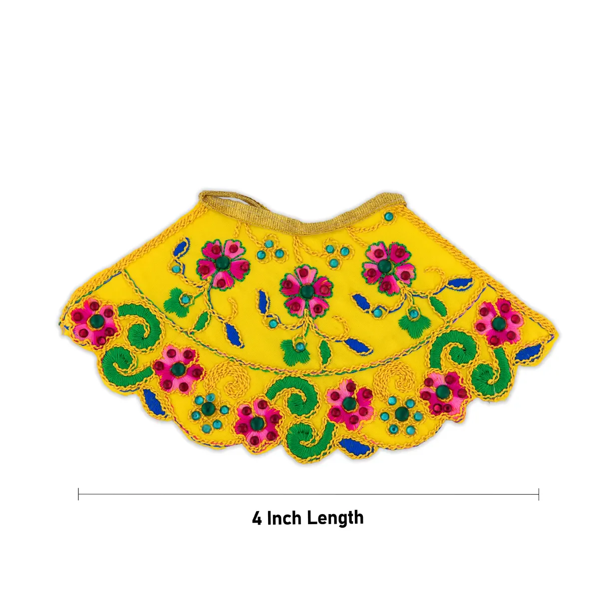 Devi Dress - 4 Inches | Mata Rani Poshak/ Lehenga Patka/ Embroidery Amman Pavadai For Deity Decor - Image 2