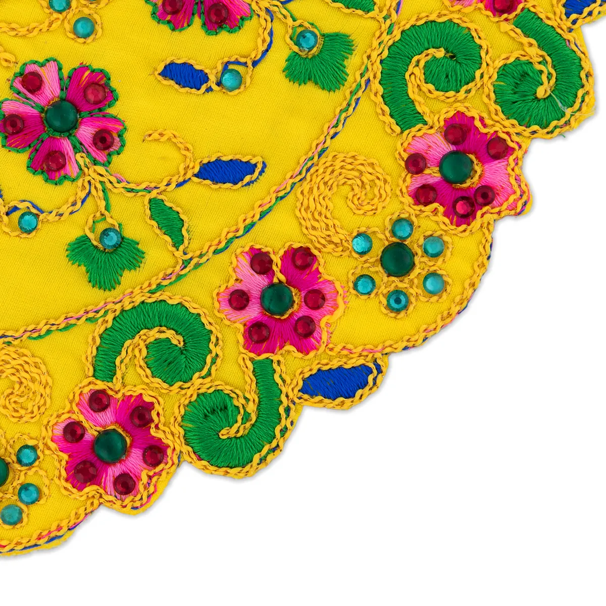 Devi Dress - 4 Inches | Mata Rani Poshak/ Lehenga Patka/ Embroidery Amman Pavadai For Deity Decor - Image 3