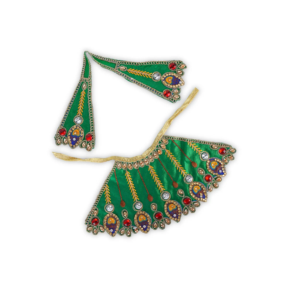 Devi Dress - 4 x 9 Inches | Embroidery Mata Rani Poshak/ Stone Work Devi Vastra for Deity/ Assorted Colour - Image 5