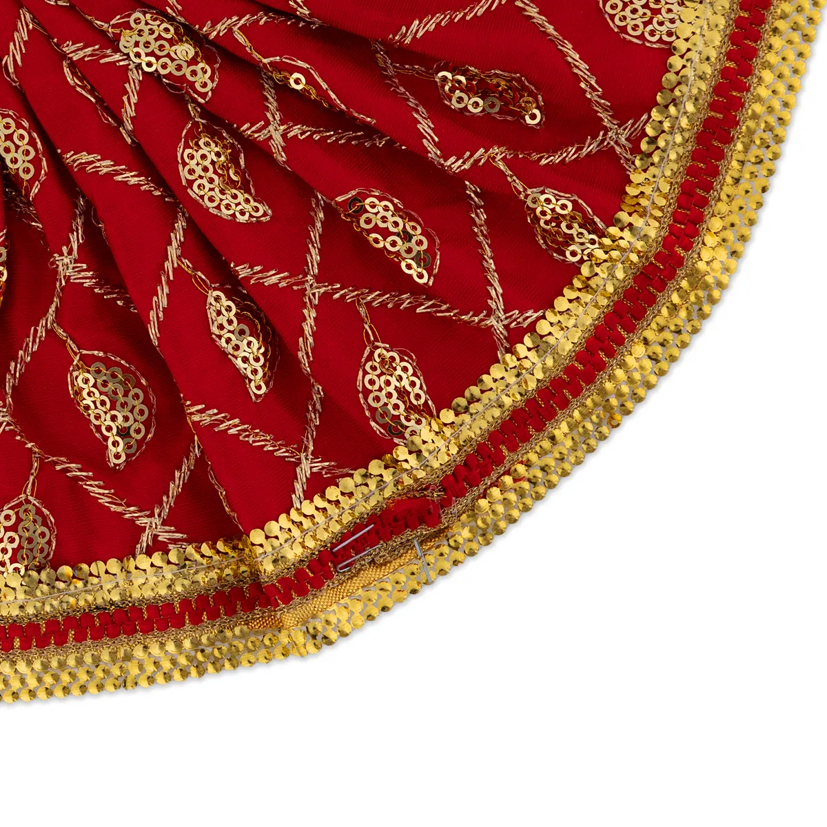 Devi Dress - 5.25 Inches | Mata Rani Poshak/ Lehenga Patka/ Embroidery Design Devi Vastra/ Assorted Colour - Image 2