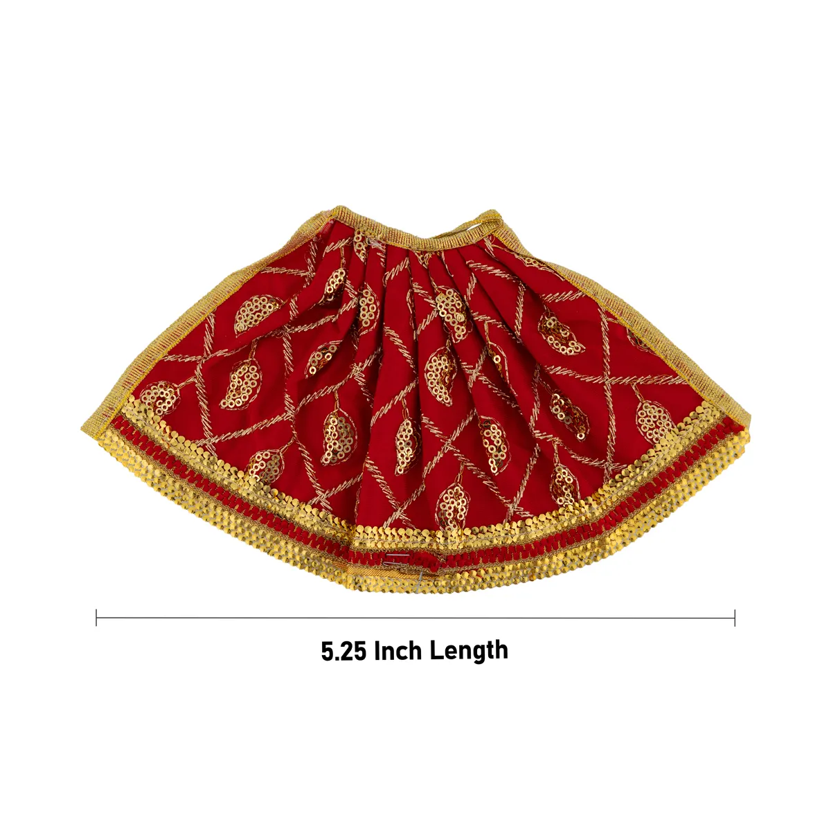 Devi Dress - 5.25 Inches | Mata Rani Poshak/ Lehenga Patka/ Embroidery Design Devi Vastra/ Assorted Colour - Image 6