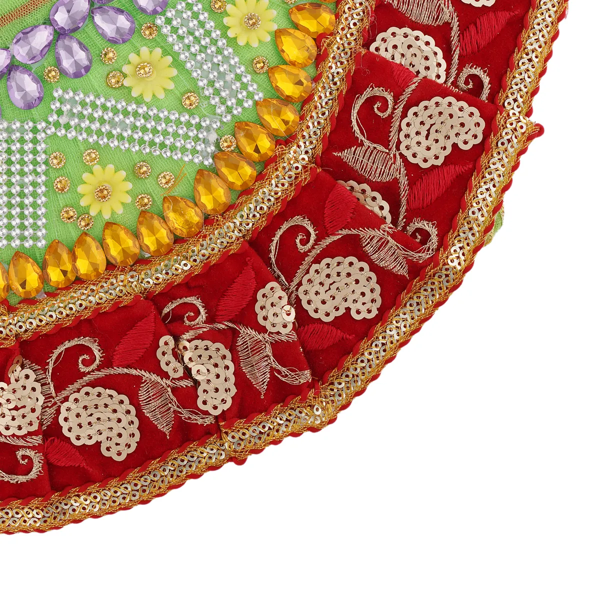 Devi Dress - 5.5 Inches | Mata Rani Poshak/ Lehenga Patka/ Stone & Embroidery Amman Pavadai For Deity/ Assorted Colour - Image 5