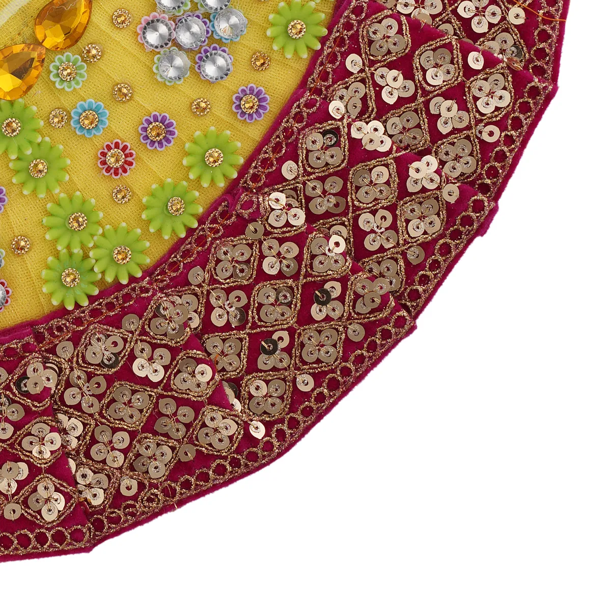 Devi Dress - 5.5 Inches | Mata Rani Poshak/ Lehenga Patka/ Stone & Embroidery Amman Pavadai For Deity/ Assorted Colour - Image 8