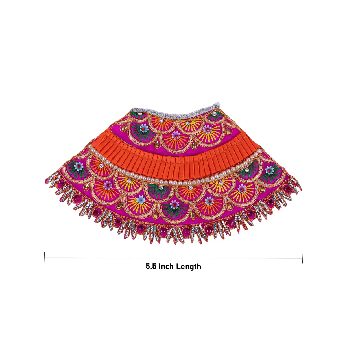 Devi Dress - 5.5 Inches | Mata Rani Poshak/ Lehenga Patka/ Embroidery Amman Pavadai For Deity Decor/ Assorted Colour - Image 2