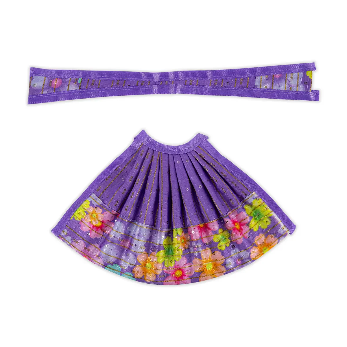 Devi Dress - 5.5 Inches | Mata Rani Poshak/ Lehenga Patka/ Decorative Amman Pavadai For Deity - Image 4