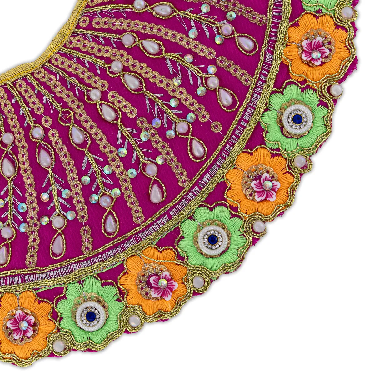 Devi Dress - 5 Inches | Mata Rani Poshak/ Lehenga Patka/ Embroidery Amman Pavadai/ Assorted Colour - Image 6