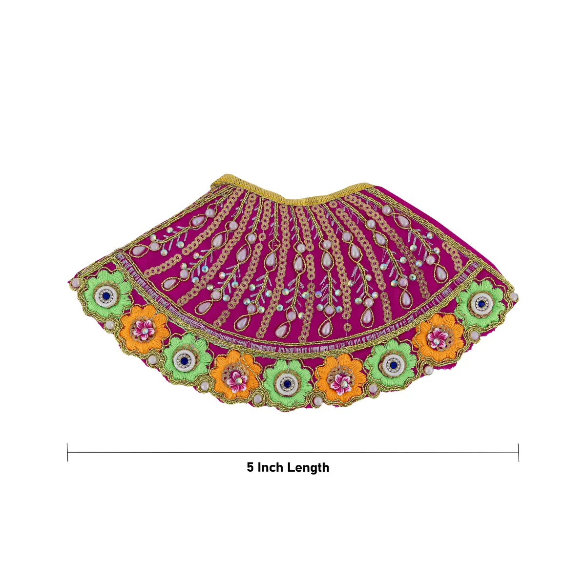 Devi Dress - 5 Inches | Mata Rani Poshak/ Lehenga Patka/ Embroidery Amman Pavadai/ Assorted Colour - Image 7