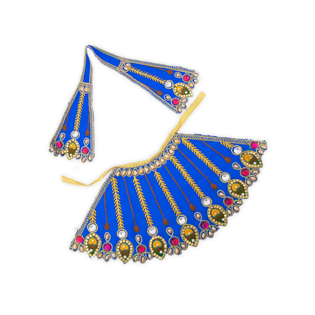 Devi Dress - 5 x 11 Inches | Mata Rani Poshak/Stone & Embroidery Design Devi Vastra for Deity/ Assorted Colour - Image 2