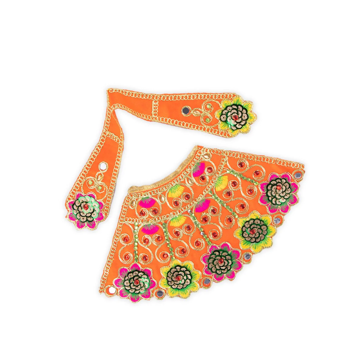 Devi Dress - 5 x 11 Inches | Mata Rani Poshak/Stone & Embroidery Design Devi Vastra for Deity/ Assorted Colour - Image 3
