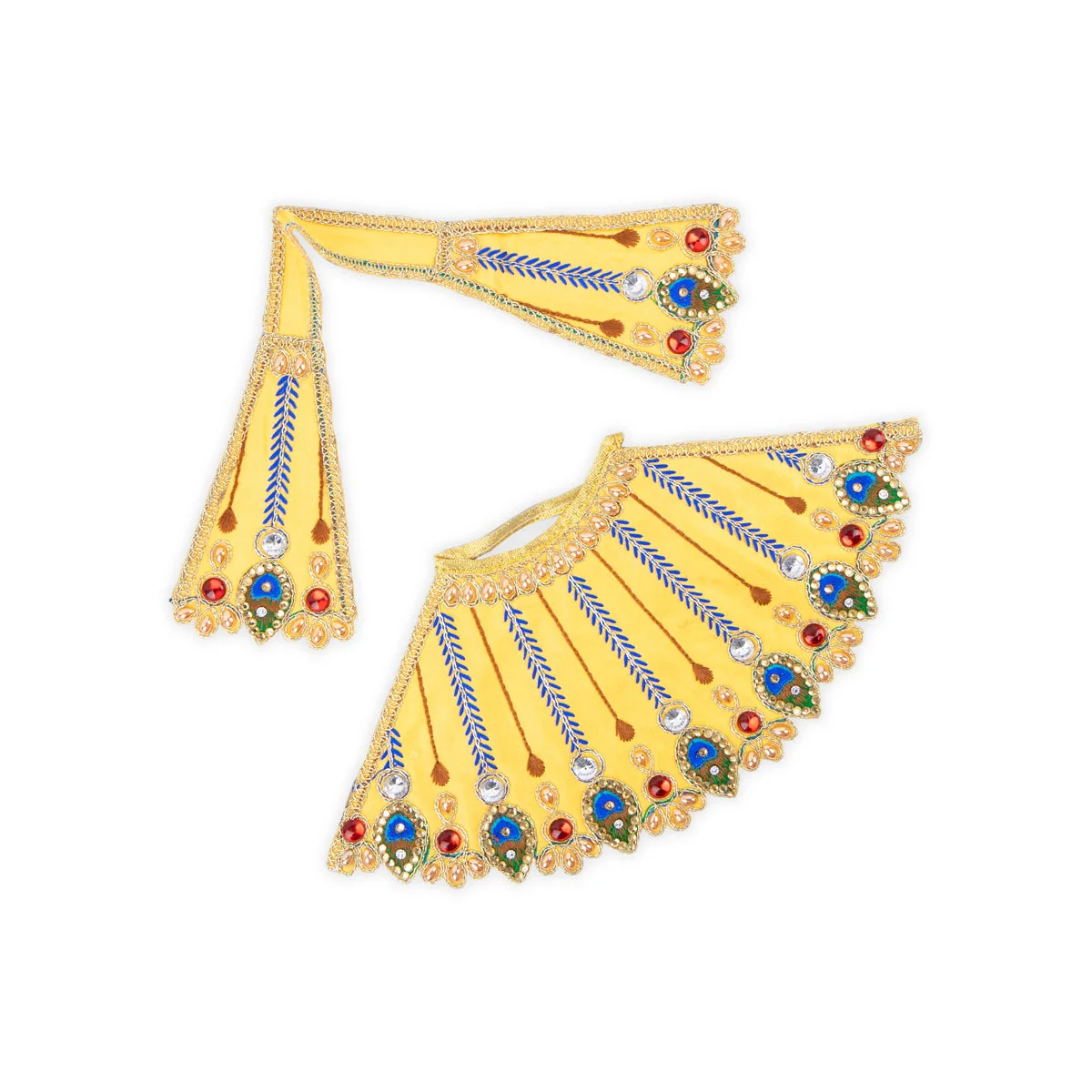 Devi Dress - 5 x 11 Inches | Mata Rani Poshak/Stone & Embroidery Design Devi Vastra for Deity/ Assorted Colour - Image 4