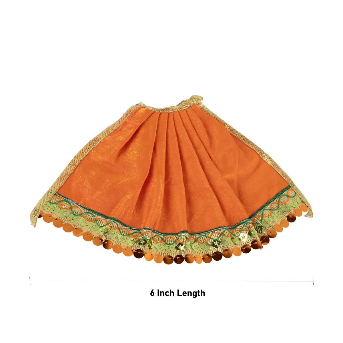 Devi Dress - 6 Inches | Mata Rani Poshak/ Lehenga Patka/ Silk Finish Amman Pavadai For Deity Decor - Image 2