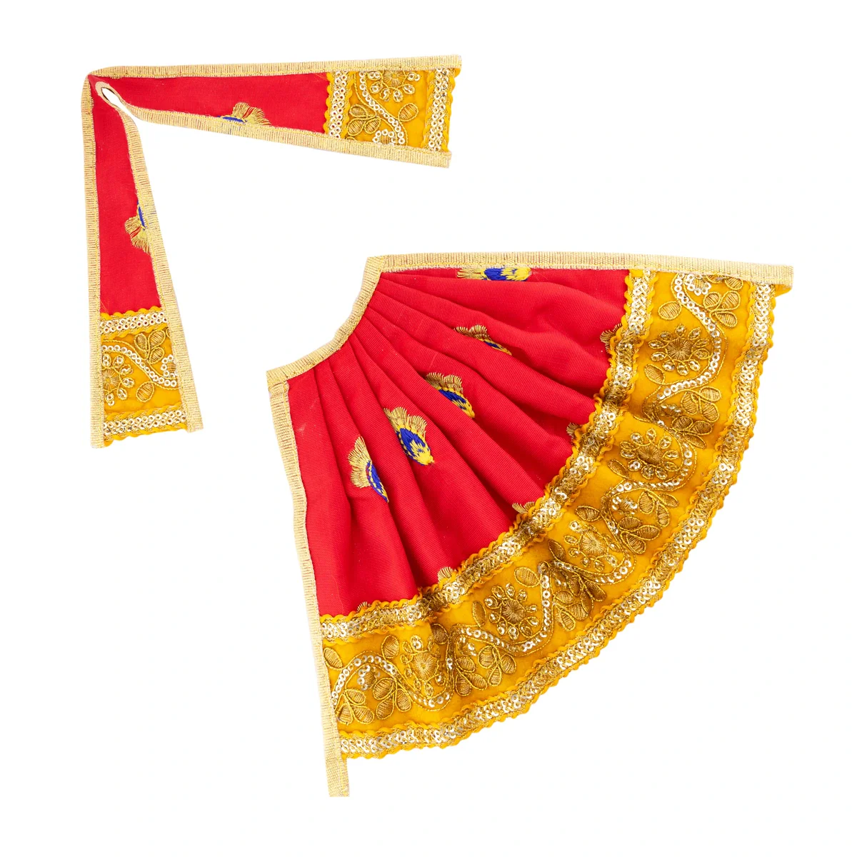 Devi Dress - 6 x 10.5 Inches | Embroidery Design Amman Pavadai/ Mata Rani Poshak for Deity Decor - Image 2