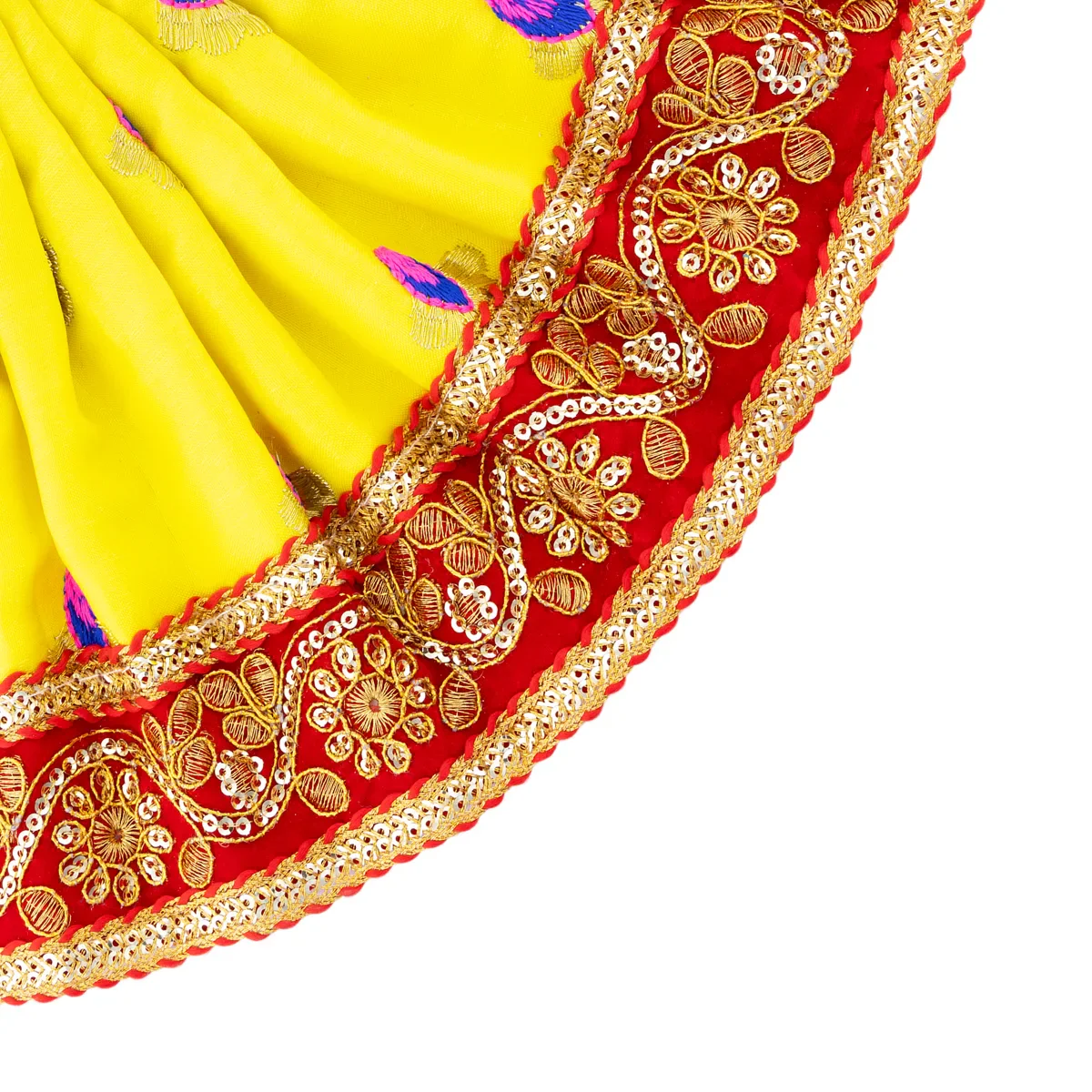 Devi Dress - 6 x 10.5 Inches | Embroidery Design Amman Pavadai/ Mata Rani Poshak for Deity Decor - Image 6