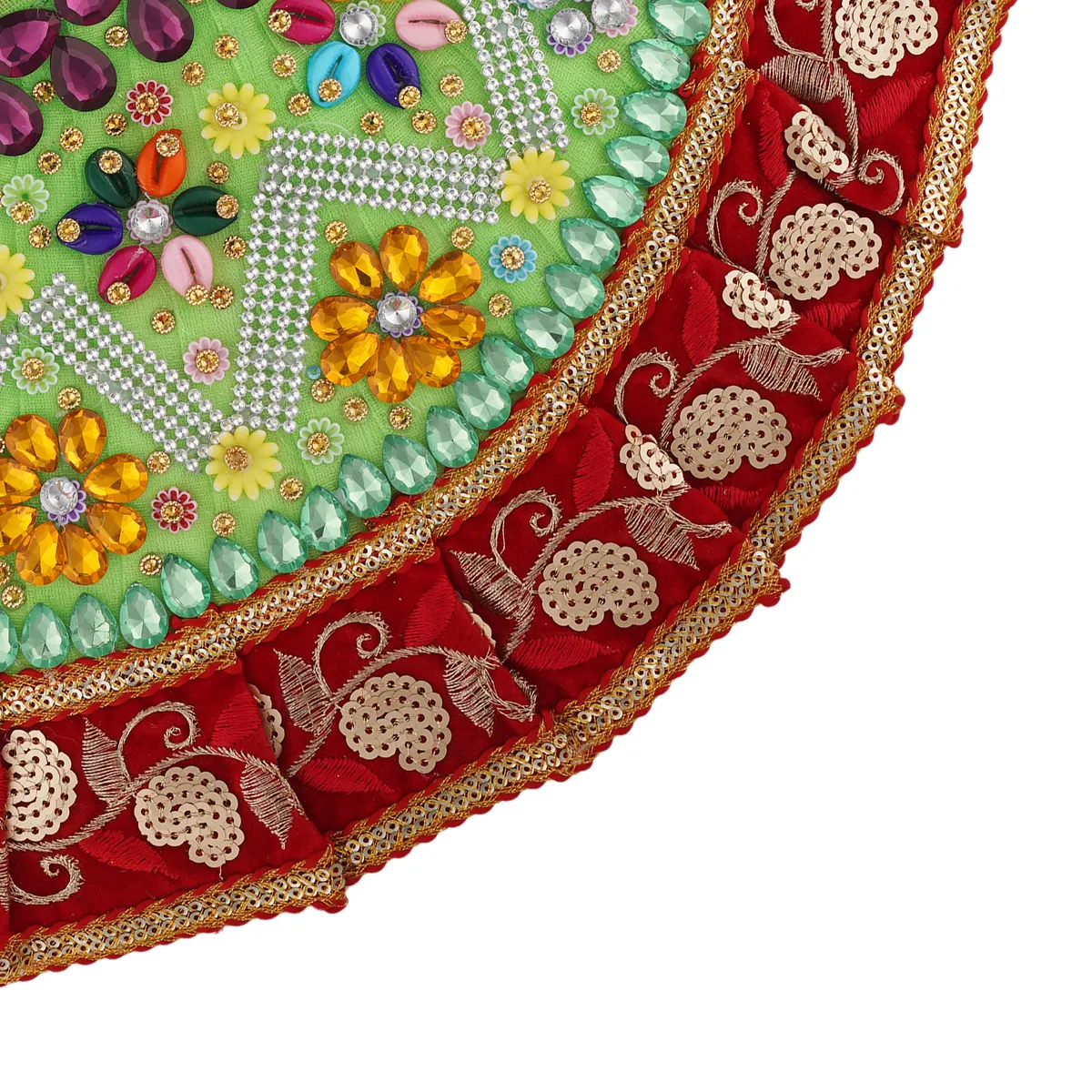 Devi Dress - 7 Inches | Mata Rani Poshak/ Lehenga Patka/Embroidery Amman Pavadai For Deity/ Assorted Colour - Image 5