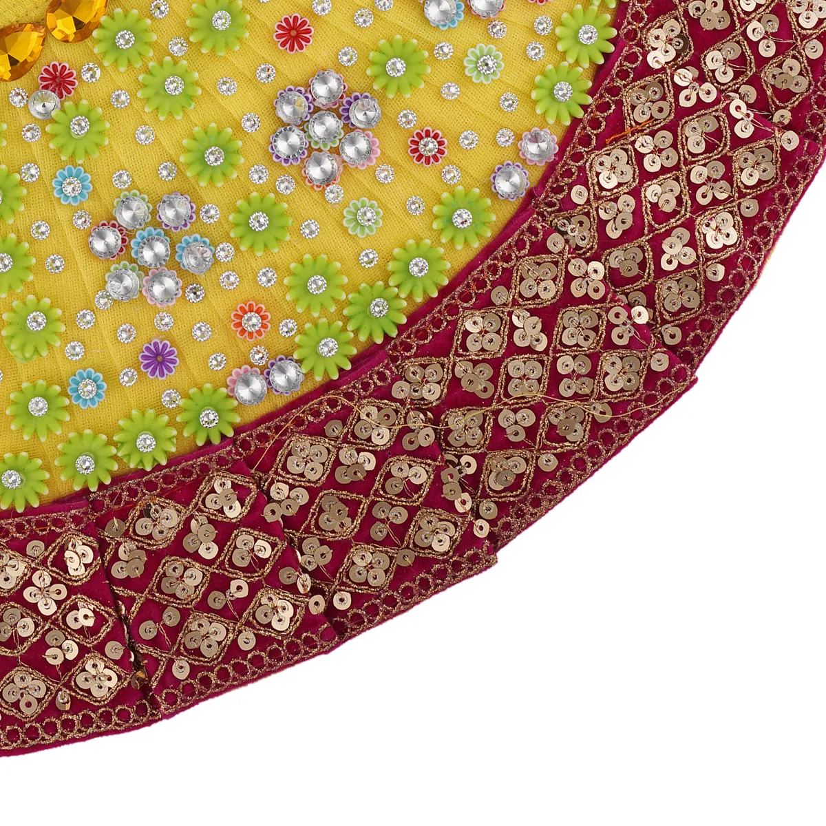Devi Dress - 7 Inches | Mata Rani Poshak/ Lehenga Patka/Embroidery Amman Pavadai For Deity/ Assorted Colour - Image 9