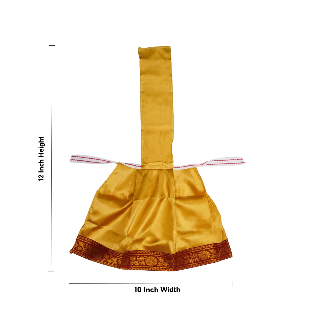 Devi Dress With Thavani - 12 x 10 Inches | Satin Amman Pavadai/ Jari Border Design Mata Rani Poshak for Deity - Image 2