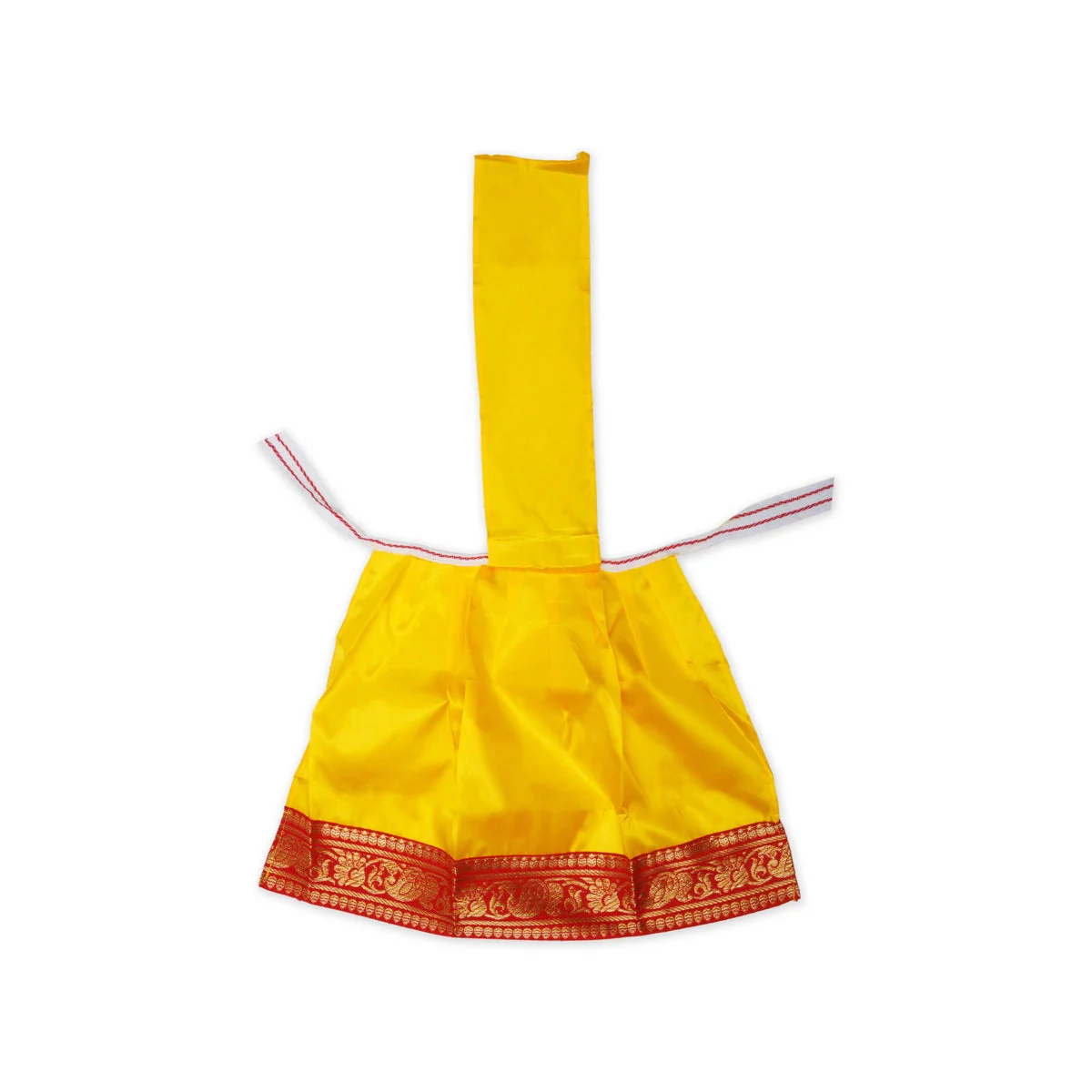 Devi Dress With Thavani - 12 x 10 Inches | Satin Amman Pavadai/ Jari Border Design Mata Rani Poshak for Deity - Image 3