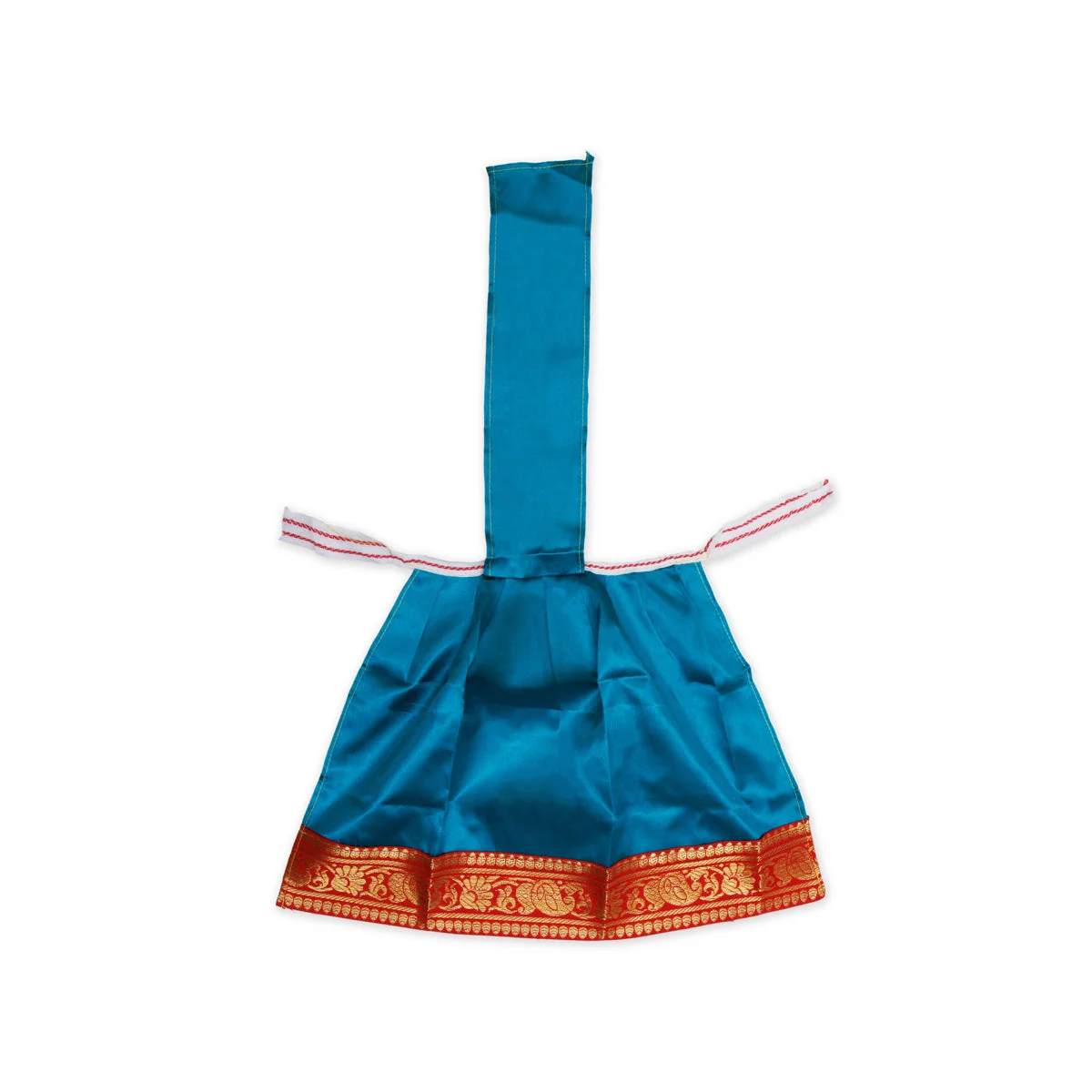 Devi Dress With Thavani - 12 x 10 Inches | Satin Amman Pavadai/ Jari Border Design Mata Rani Poshak for Deity - Image 4