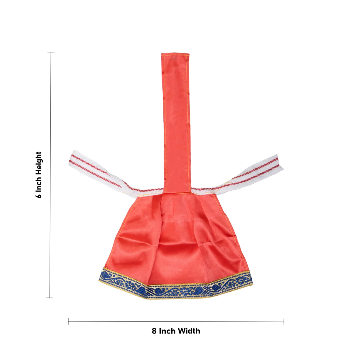 Devi Dress With Thavani - 6 x 8 Inches | Jari Border Design Mata Rani Poshak/ Satin Amman Pavadai for Deity - Image 2