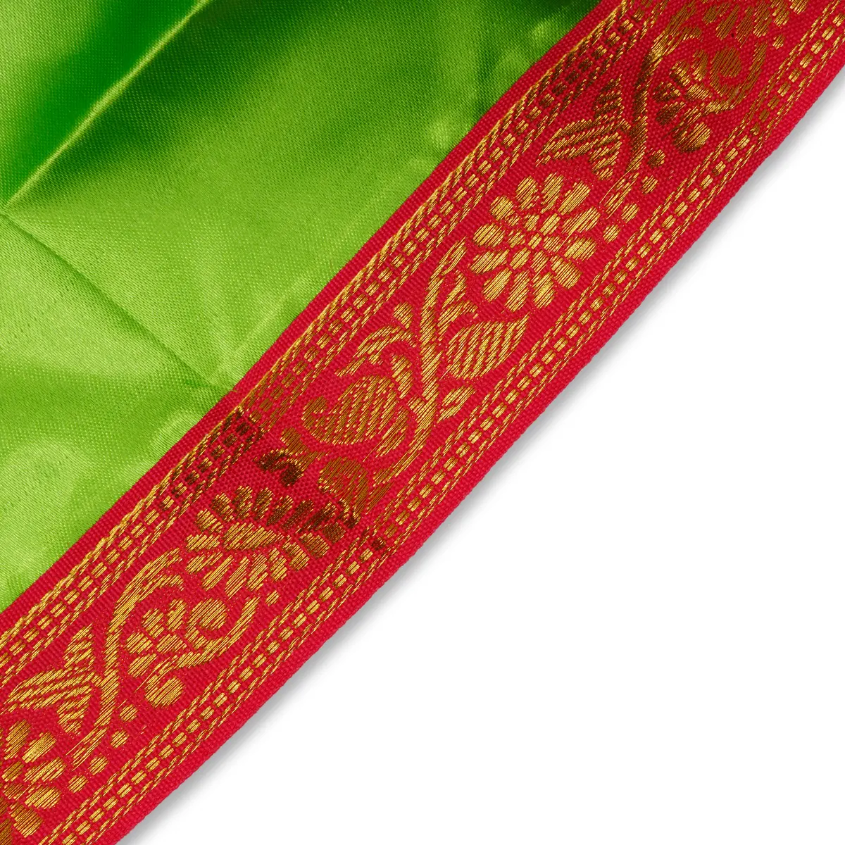 Devi Dress With Thavani - 9 X 11 Inches | Satin Amman Pavadai/ Jari Border Design Mata Rani Poshak For Deity - Image 10