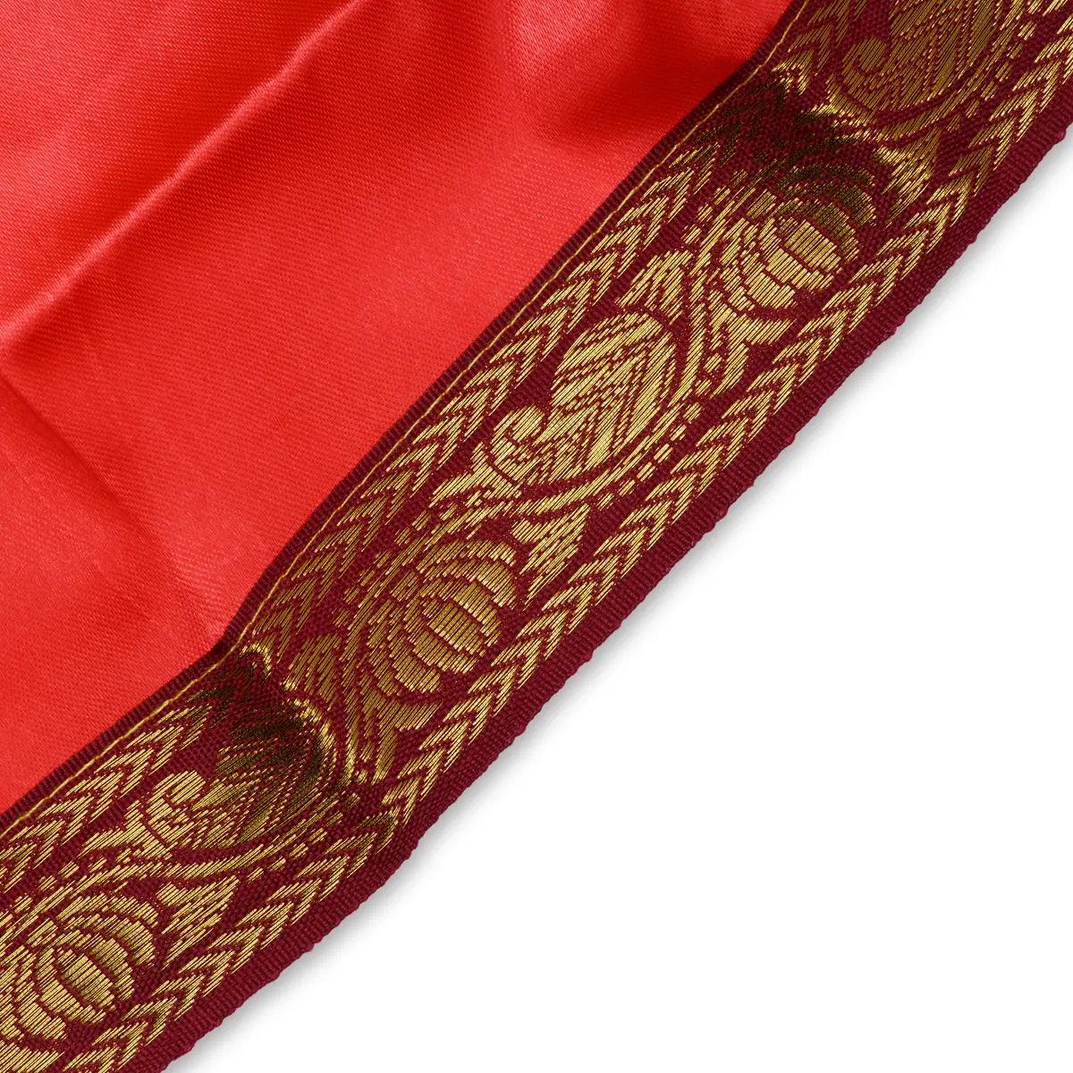 Devi Dress With Thavani - 9 X 11 Inches | Satin Amman Pavadai/ Jari Border Design Mata Rani Poshak For Deity - Image 11