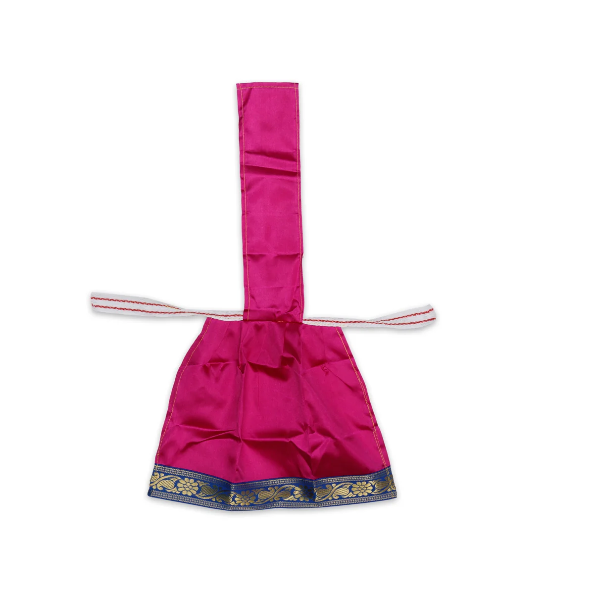 Devi Dress With Thavani - 9 X 11 Inches | Satin Amman Pavadai/ Jari Border Design Mata Rani Poshak For Deity - Image 3