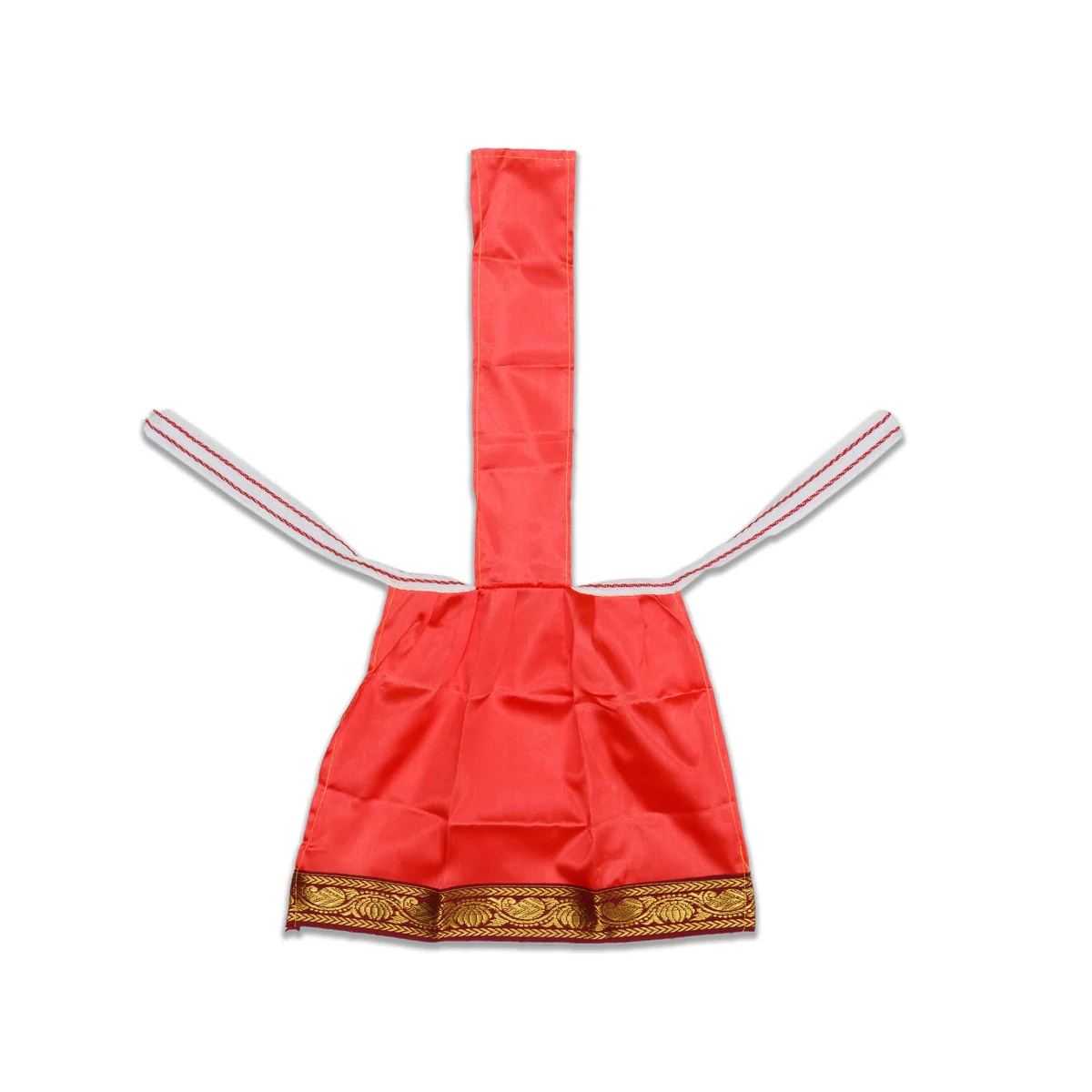 Devi Dress With Thavani - 9 X 11 Inches | Satin Amman Pavadai/ Jari Border Design Mata Rani Poshak For Deity - Image 4