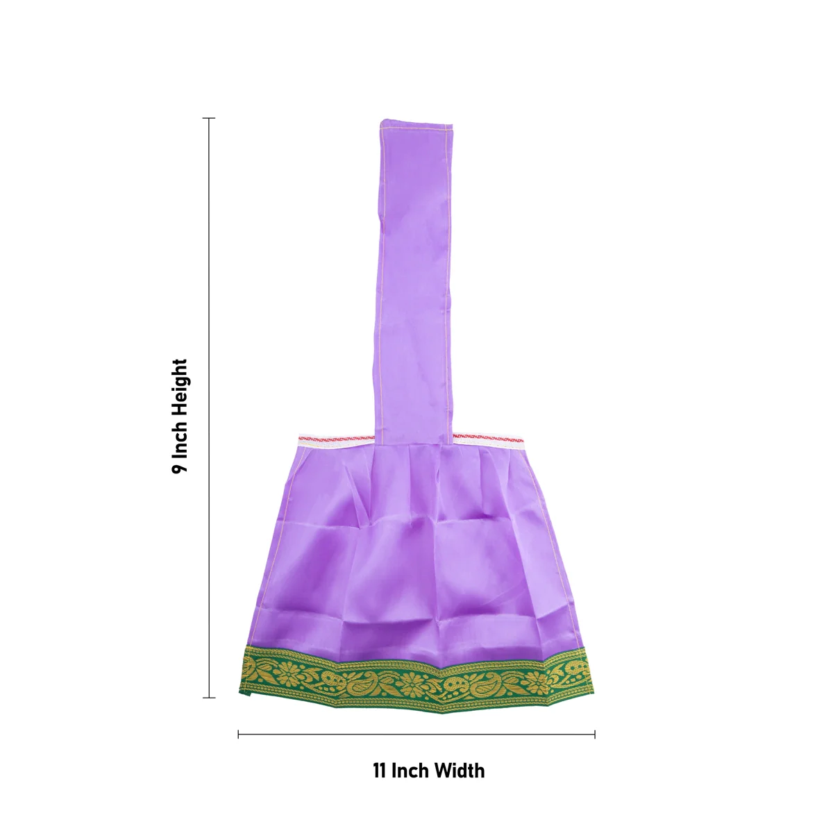 Devi Dress With Thavani - 9 X 11 Inches | Satin Amman Pavadai/ Jari Border Design Mata Rani Poshak For Deity - Image 6