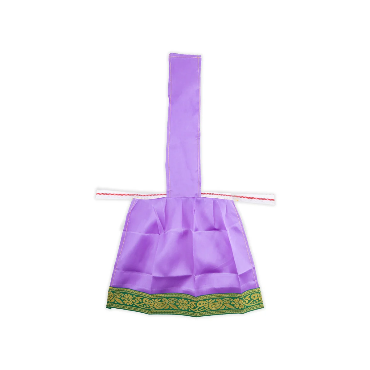 Devi Dress With Thavani - 9 X 11 Inches | Satin Amman Pavadai/ Jari Border Design Mata Rani Poshak For Deity - Image 7