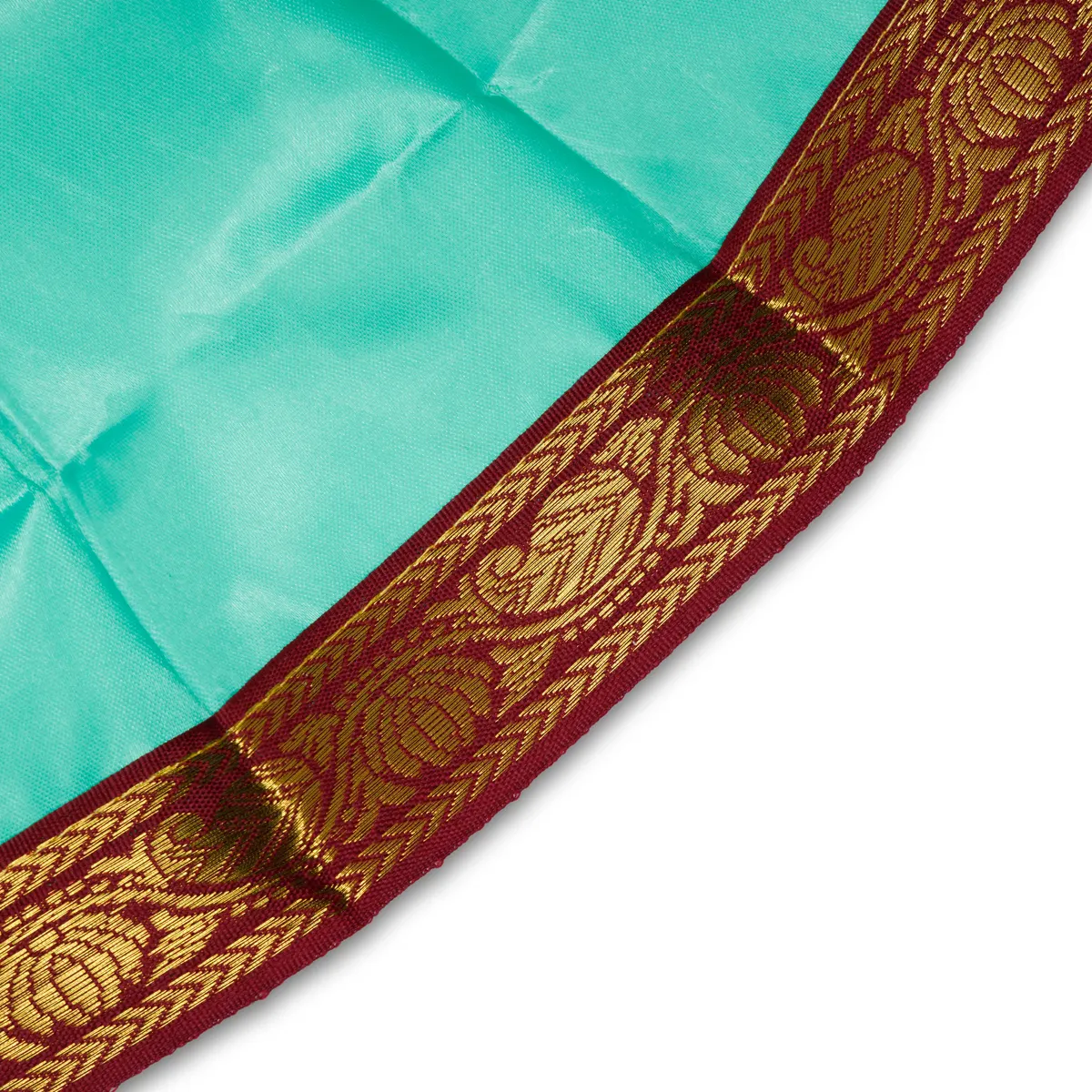 Devi Dress With Thavani - 9 X 11 Inches | Satin Amman Pavadai/ Jari Border Design Mata Rani Poshak For Deity - Image 9