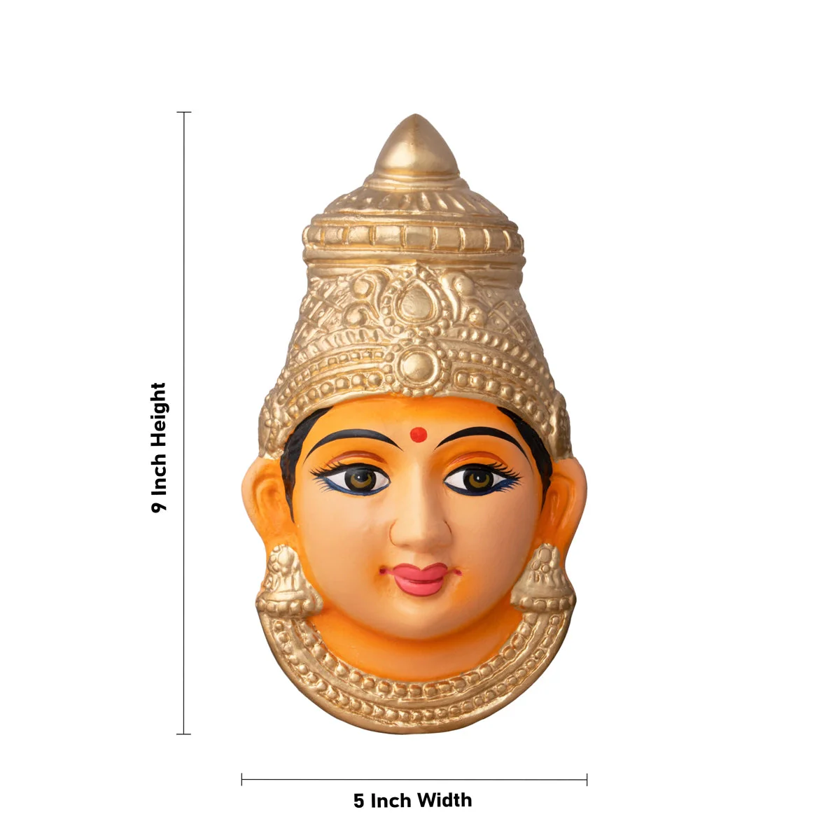 Devi Face Paper Mache Golu Bommai - 9 x 5 Inches | Giri Golu Doll/ Navaratri Golu Bomma/Gombe/Bommai - Image 4