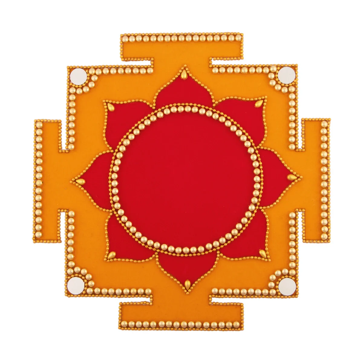Devi Peedam Rangoli Design - 8 Inch | Velvet Muggulu/ Artificial Rangoli for Pooja Room Decor - Image 3