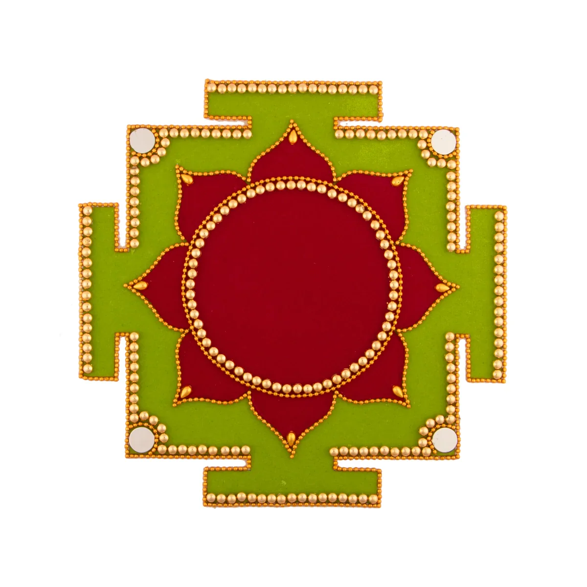 Devi Peedam Rangoli Design - 8 Inch | Velvet Muggulu/ Artificial Rangoli for Pooja Room Decor - Image 4