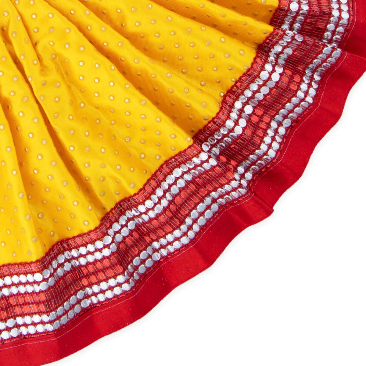 Devi Vastra - 7 Inches | Satin with Jari Border Lehenga Patka/ Mata Dress for Deity/ Assorted Colour - Image 3