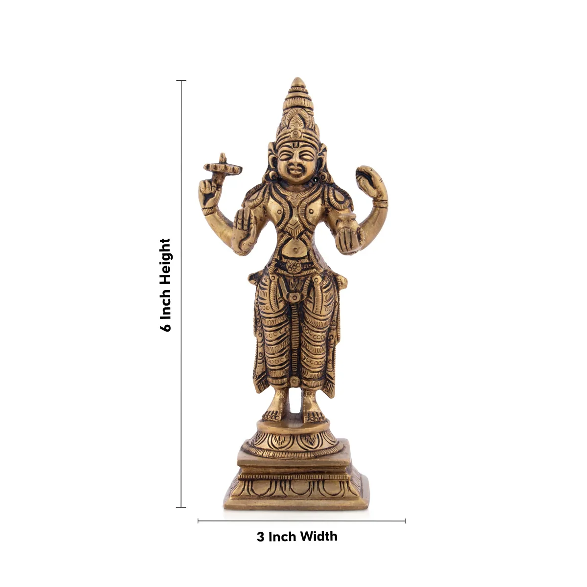 Dhanvantari Murti - 6 x 3 Inches | Antique Brass Idol/ Dhanwantari Standing Statue for Pooja/ 640 Gms Approx - Image 5