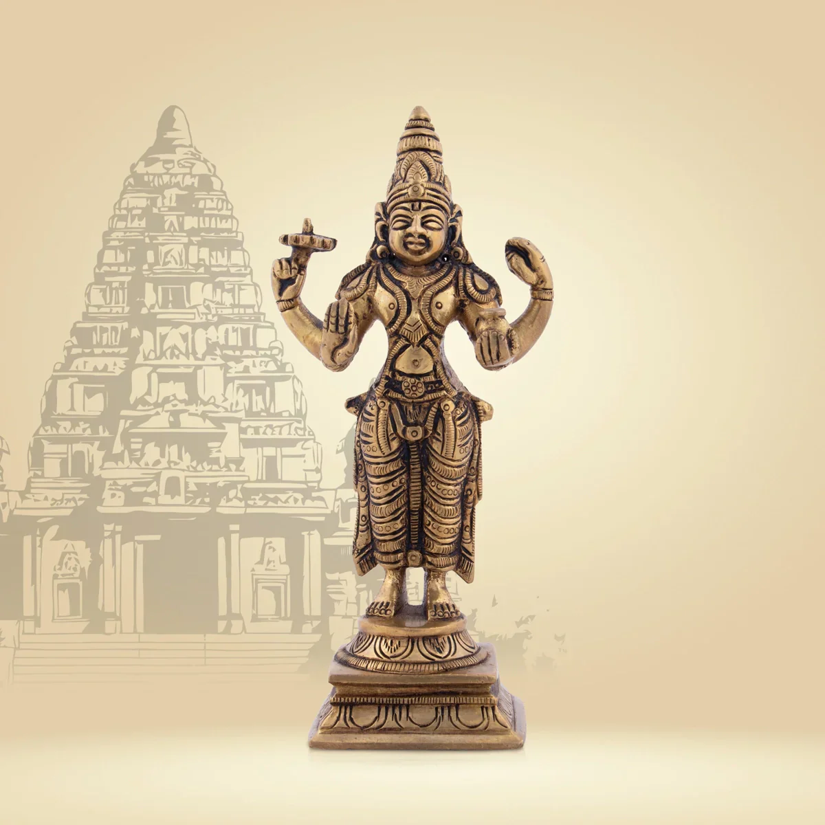 Dhanvantari Murti - 6 x 3 Inches | Antique Brass Idol/ Dhanwantari Standing Statue for Pooja/ 640 Gms Approx - Image 6