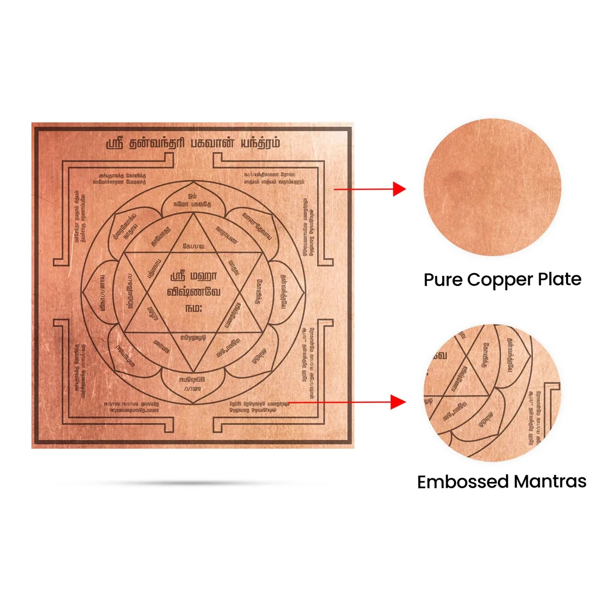 Dhanvantri Yantra - 3 x 3 Inches | Copper Yantra/ Tamil Dhanvantari Yantra for Pooja - Image 3