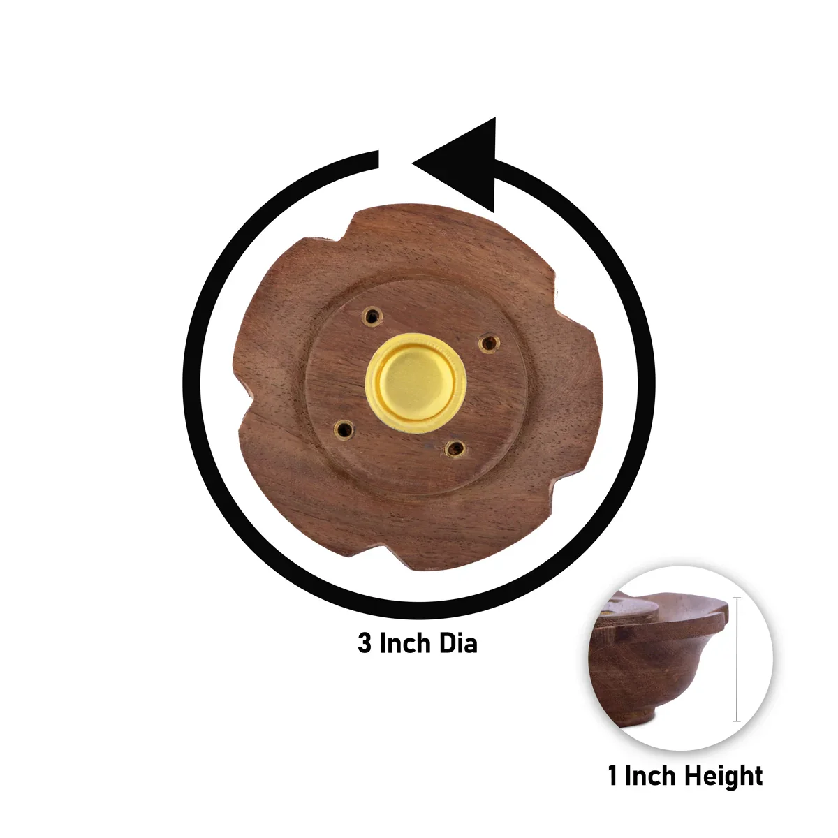 Dhoop Holder - 1 x 3 Inches | Wooden Dhoop Holder/ Agarbatti Stand for Pooja - Image 3