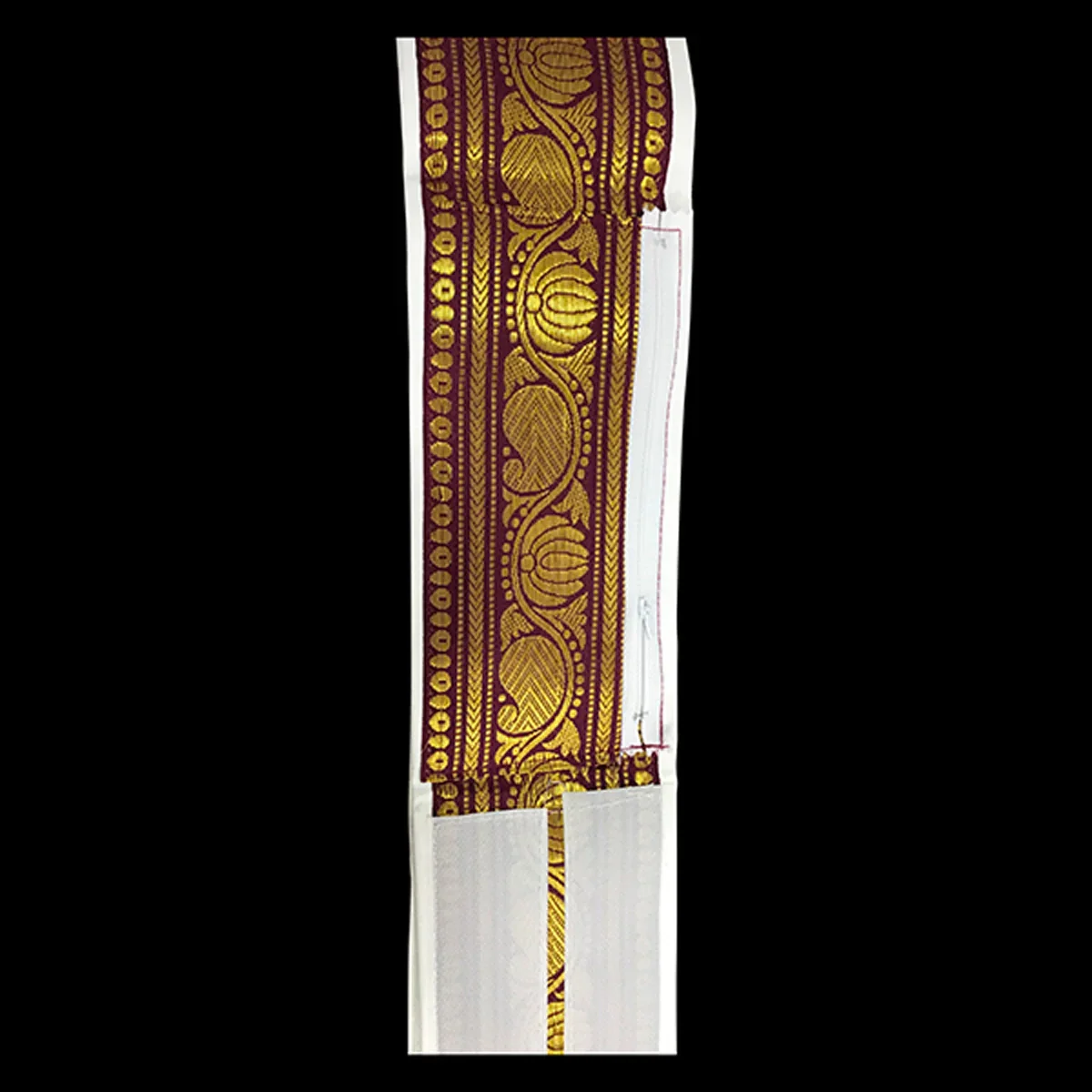 Dhoti Belt - 1.25 Mtrs | Veshti Belt/ Satin with Jari Border Waist Belt for Men/ Assorted Colour - Image 4