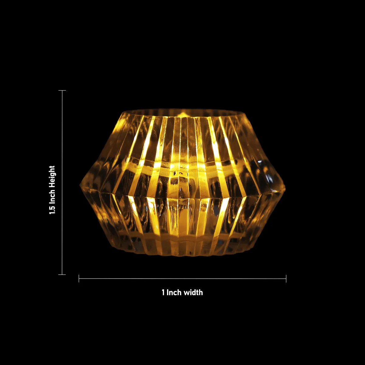 Diamond Shaped LED Diya - 1.5 X 1 Inches | LED Light Candle/ Crystal Lamp For Pooja Decor & Festival Lighting - Image 3