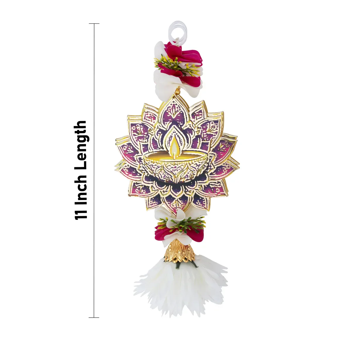 Diya Wall Hanging - 11 Inches | Floral Design Hanging/ Decorative Diya Wall Hanging For Home Decor - Image 3