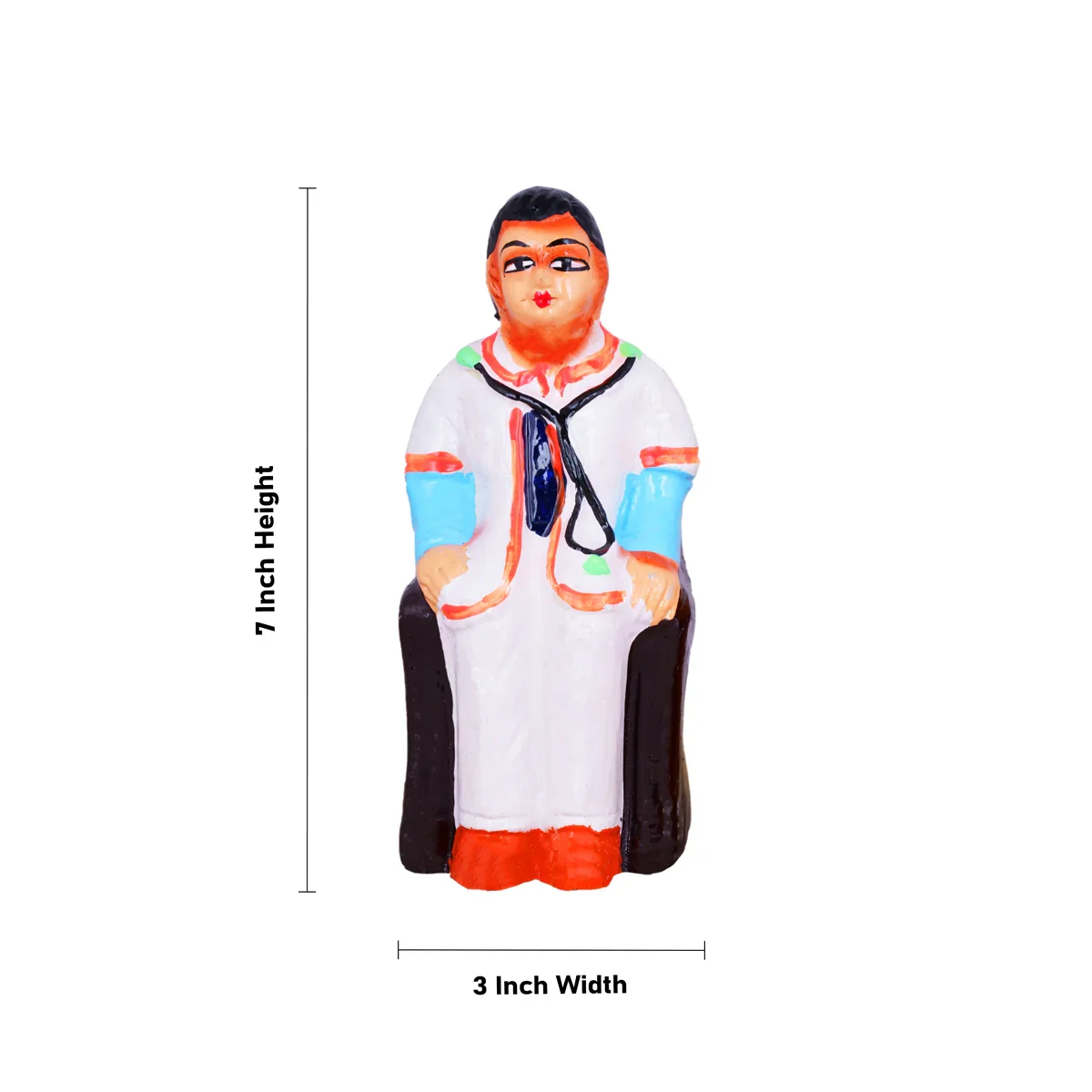 Doctor Clay Golu Bommai Set - 7 x 3 Inches | Giri Golu Doll/ Navaratri Golu Bomma/Gombe/Bommai - Image 6